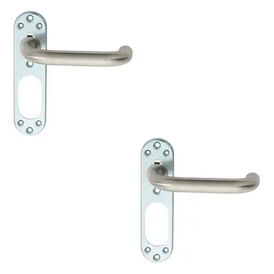 2x PAIR Safety Lever on Steel Inner Backplate 168mm Door Handle Satin Steel