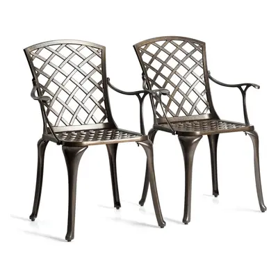 Outdoor Metal Dining Chairs Set of Cast Aluminum Construction