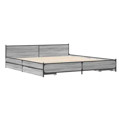 (grey sonoma, x cm) vidaXL Bed Frame with Drawers Bed Base Mattress Foundation Engineered Wood