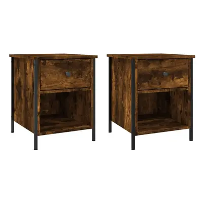 (smoked oak, pcs) vidaXL Bedside Cabinets Nightstand Bed Table pcs Sonoma Oak Engineered Wood