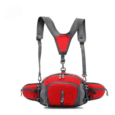 (Red) 5-in-1 Cycling Waist Bag Multi-function Breathable Bike Backpack Camping Climbing Running 