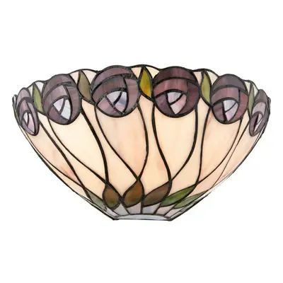 Tiffany Glass Wall Light Cream & Mackintosh Rose Shade Interior Sconce i00248