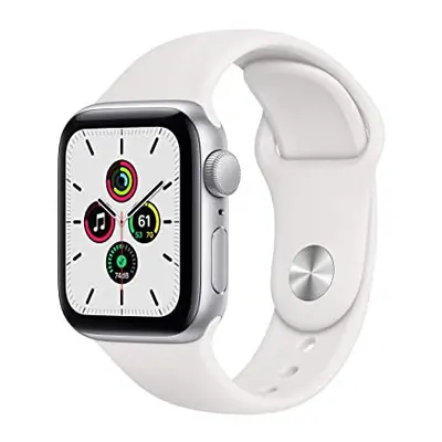 Apple Watch SE (GPS, 40MM) Silver Aluminium Case with White Sport Band (Renewed)