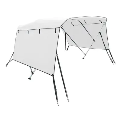 (white, x (137-152) cm/without mesh) vidaXL 3-bow Bimini Top with Sidewalls UV-Proof Canvas Boat