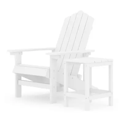 vidaXL Garden Adirondack Chair with Table HDPE White Patio Outdoor Armchair