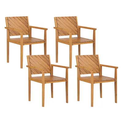 Set of Garden Chairs BARATTI Acacia Wood Light Wood