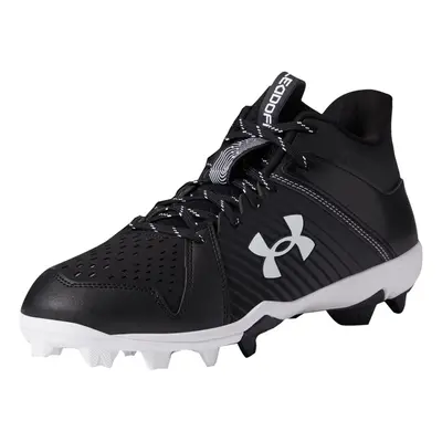 Under Armour Men's Leadoff Mid Rubber Molded Baseball Cleat, (001) Black/Black/White, 10.5