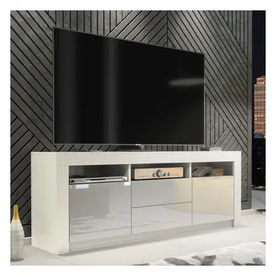 TV Unit 160cm Creative Furniture - White & Grey Gloss Doors