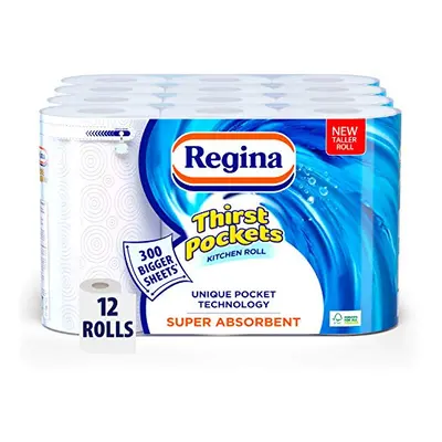 Regina Thirst Pockets Kitchen Roll, Rolls, 1,200 Super Absorbent Sheets, Unique Pocket Technolog