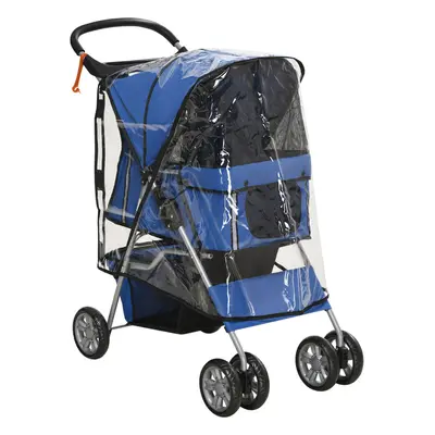 PawHut Dog Stroller W/ Rain Cover, Foldable Pet Pram for S, Dogs, Blue