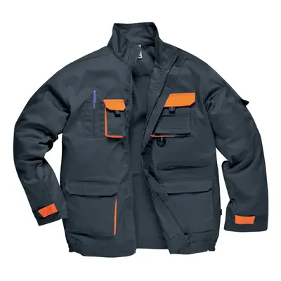 (M, Grey/Orange) Portwest Mens Contrast Hardwearing Workwear Jacket (TX10)