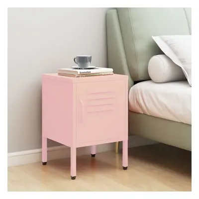 vidaXL Nightstand Pink Steel Home Bedroom Bedside Bed Side Storage Cabinet