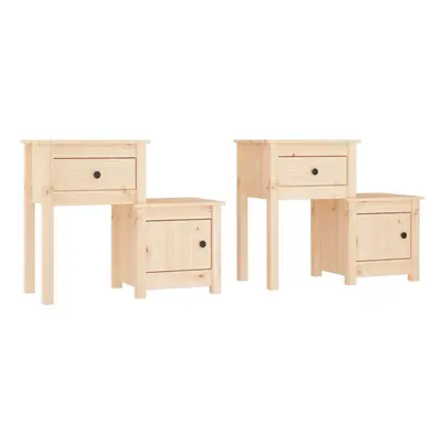 (Brown, 2) vidaXL 1/2x Solid Wood Pine Bedside Cabinet End Table Cabinet Multi Colours