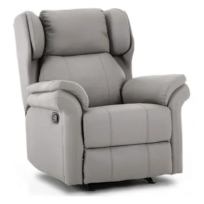 (Grey) OAKFORD WING BONDED LEATHER RECLINER ROCKING ARMCHAIR GAMING LOUNGE CHAIR BLACK