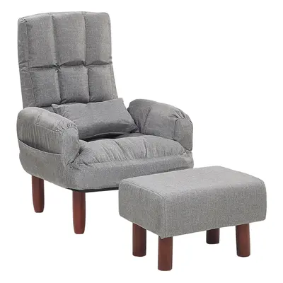 Recliner Chair OLAND with Footstool Fabric Grey