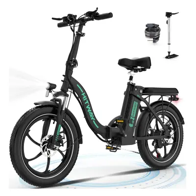 (Black) HITWAY BK6S Electric Bike, 20" Fat Tire Ebikes