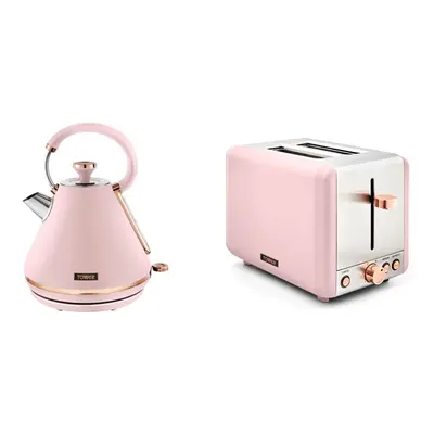 T10044PNK Cavaletto 1.7 Litre Pyramid Kettle with Rapid Boil, Marshmallow Pink and Rose Gold & T