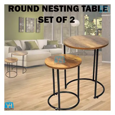 Round Nesting Table Set of Side End Coffee Living Room Furniture