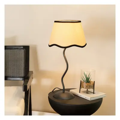 ValueLights Wiggle Black Scallop Black Trim Tapered Table Lamp & Bulb