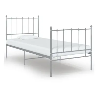 vidaXL Bed Frame Grey Metal 90x200 cm Home Bedroom Furniture Bed Base Unit