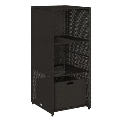 (black) vidaXL Garden Storage Cabinet Outdoor Storage Box Cupboard Black Poly Rattan