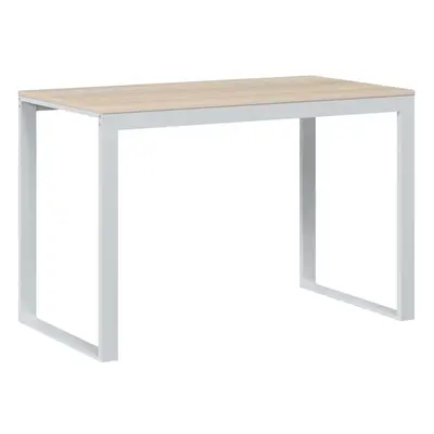 (white and oak) vidaXL Computer Desk Black and Oak Engineered Wood Office Writing Corner Desk