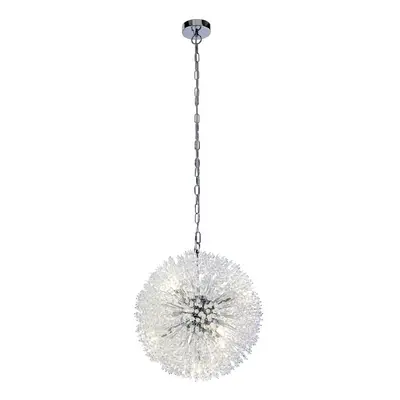 Searchlight Sunburst Light Pendant Chrome, Glass Beads