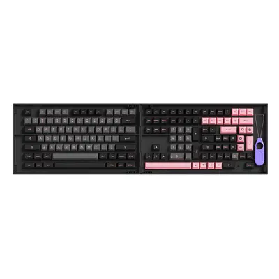 (Black & Pink) Keys Ballcap Keycap Set ASA Profile PBT Two Color Molding Keycaps for Mechanical 