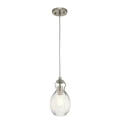 1 Bulb Ceiling Pendant Light Fitting Brushed Nickel LED E27 60W Bulb