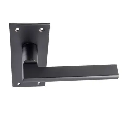 PAIR Straight Bar Handle on Slim Lock Backplate x 50mm Matt Black