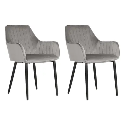 Set of Dining Chairs WELLSTON Velvet Dark Grey