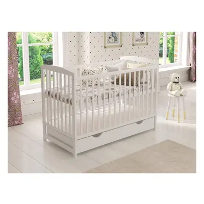 (White) Jacob | Cot Bed 120x60cm with drawer