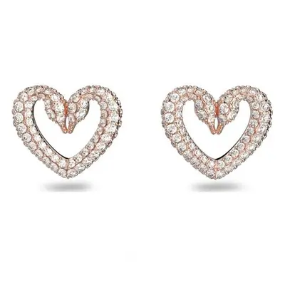 Swarovski Una Heart stud earring Rose-gold tone plated