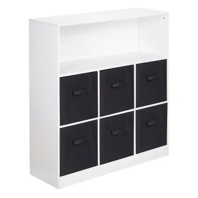 (White, Black) Wooden Cubed Bookcase Units Shelves Drawers