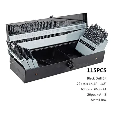 () 21/29/115 Pcs Titanium Coating Quick Change Twist Drill Set Individual HSS Drill Bits 1/16"-1