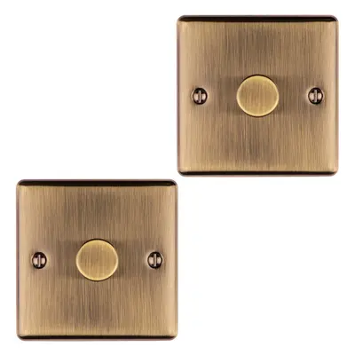 2 PACK Gang 400W LED Way Rotary Dimmer Switch ANTIQUE BRASS Dimming Light