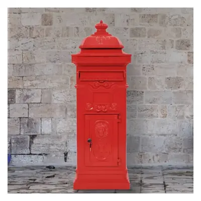 vidaXL Pillar Letterbox Aluminium Vintage Style Rustproof Red Mail Post Box