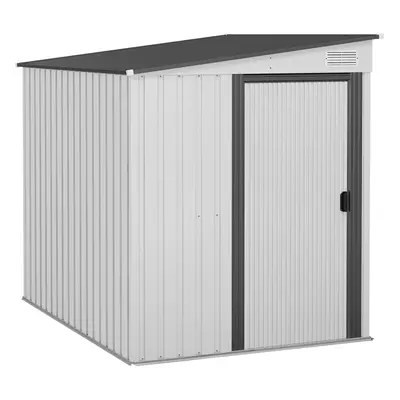 Outsunny x 5FT Garden Shed w/ Foundation Lean to Metal Tool Shed White