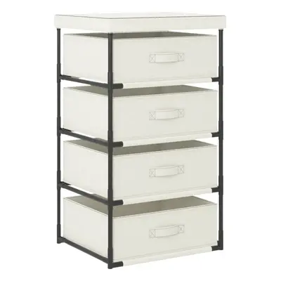 vidaXL Storage Rack with Fabric Baskets Steel Cream Drawer Cabinet Holder