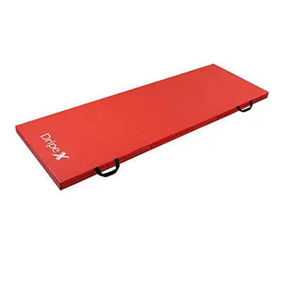 (Red) Dripex Foldable Gym Mat:6FT,5cm Thick,Soft PU Leather