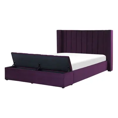 Bed with Storage Bench Velvet NOYERS x cm (EU Double) Purple