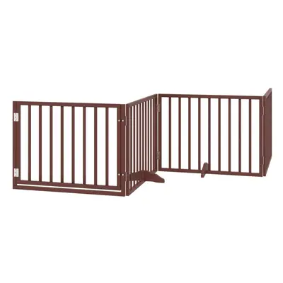 (brown, x x cm/ pcs) vidaXL Dog Gate with Door Foldable Dog Fence Pet Gate Pet Barrier Poplar Wo