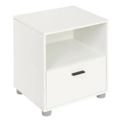 (White, 1) Wooden Nightstands with Drawers Bedside Table