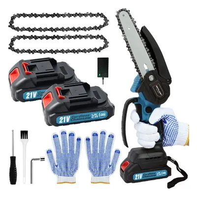 Mini Chainsaw 6-Inch with Battery, Cordless Power Chain saws with Security Lock, Handheld Small 