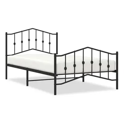 (black, x cm/with headboard & footboard) vidaXL Metal Bed Frame Home Bedroom Bed Base Mattress F