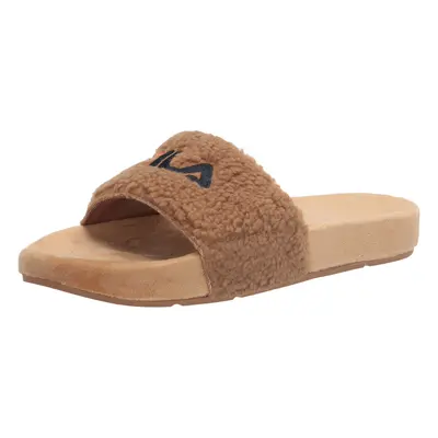 Fila Women's Fuzzy Slide Sandal Beige Navy Red