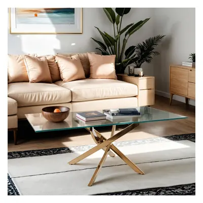 Amara Glass Coffee Table With Gold Legs