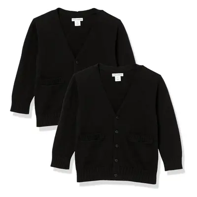 Amazon Essentials Boys' Uniform Cotton Cardigan Sweaters Black Mediu