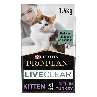 (Kitten) PRO PLANÂ® LIVECLEARÂ® Kitten 1-12M Rich in Turkey Dry Cat Food 1.4kg