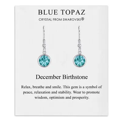 December Birthstone Drop Earrings Created with Blue Topaz Swarovski Crystals